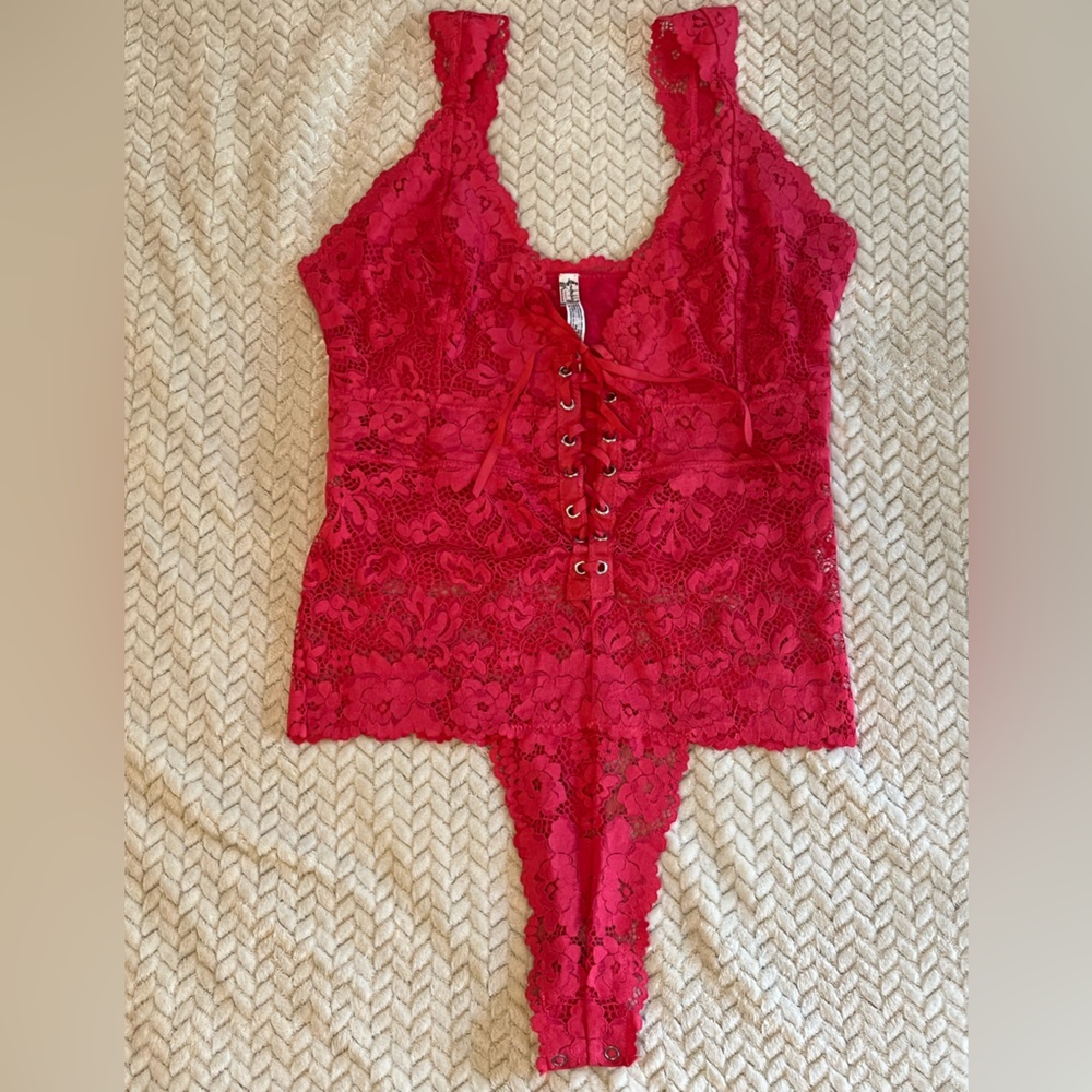 Intimately Free People Hot Pink Lace Bodysuit
